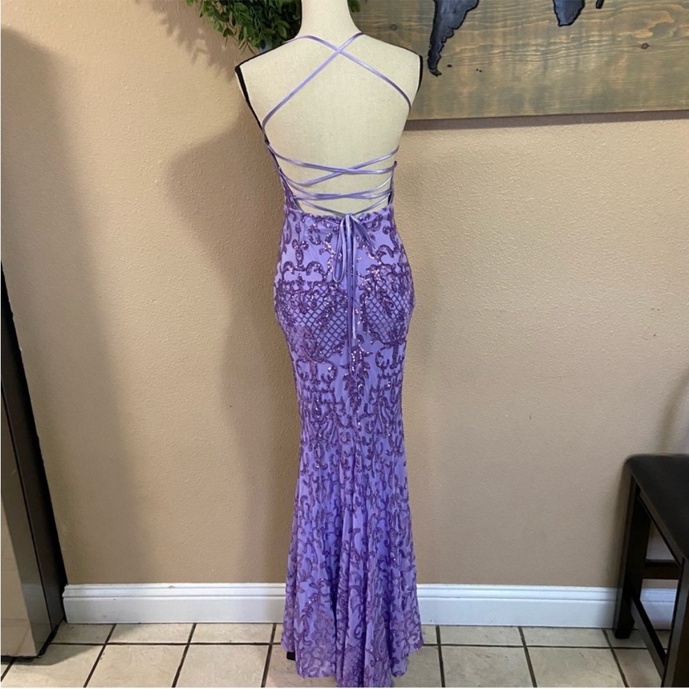 Lulu's Purple Sequin Embellished Maxi Gown - Picture 6 of 12